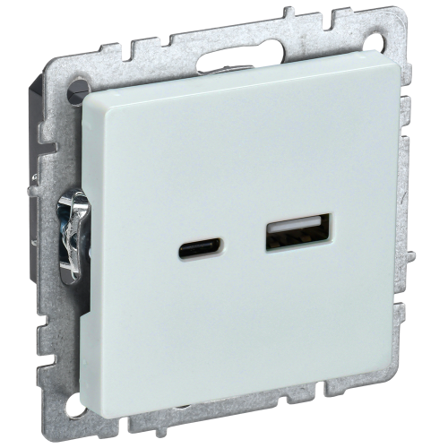 BRITE Розетка USB A+C 18Вт РЮ11-1-БрЖ жемчуг IEK