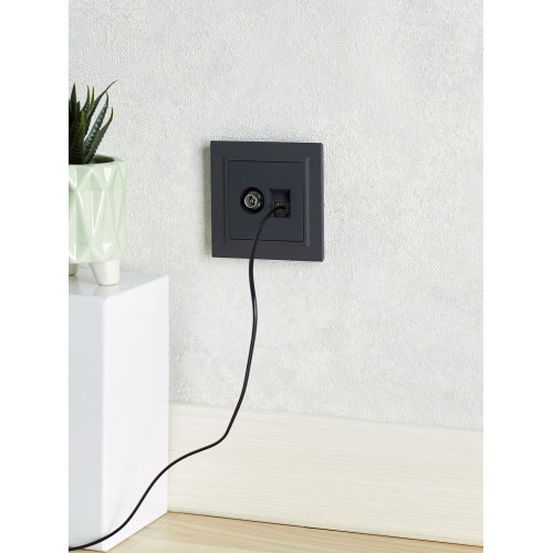 BRITE Розетка двойная TV+RJ45 кат.5E РТВ/РК12-БрГ графит IEK BRITE Розетка двойная TV+RJ45 кат.5E РТВ/РК12-БрГ графит IEK