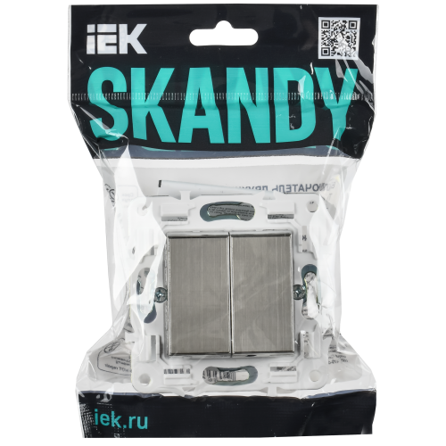 SKANDY Выключатель 2-клавишный 10А SK-V04N металл никель IEK SKANDY Выключатель 2-клавишный 10А SK-V04N металл никель IEK