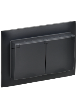 SKANDY Розетка 2-местная и крышкой 16А в сборе IP44 SK-R12Bl черный IEK