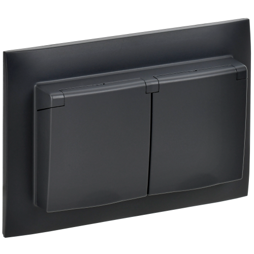 SKANDY Розетка 2-местная и крышкой 16А в сборе IP44 SK-R12Bl черный IEK