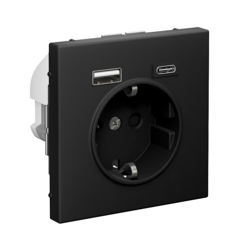 ARTGALLERY РОЗЕТКА 16А с 2 USB A+C, 5В/2,4А/3,0А, 2х5В/1,5А, механизм, КАРБОН ARTGALLERY РОЗЕТКА 16А с 2 USB A+C, 5В/2,4А/3,0А, 2х5В/1,5А, механизм, КАРБОН