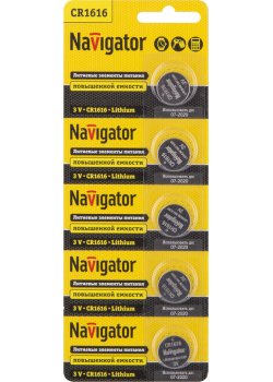 Элемент питания литиевый CR1616 94 779 NBT-CR1616-BP5 (блист.5шт) Navigator 94779