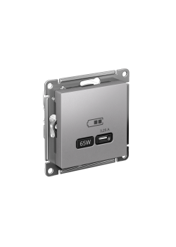 ATLASDESIGN USB РОЗЕТКА тип-С 65Вт высокоскор.заряд. QC, PD, механизм, АЛЮМИНИЙ