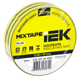 MIXTAPE PLUS Изолента 0,18х19мм желто-зеленая 20м IEK