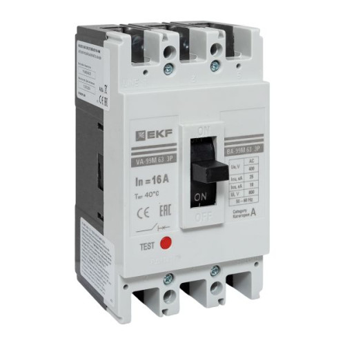 ВА-99М 63/16А 3P 10In 25кА с термомагнитным расцепителем EKF