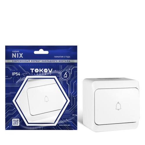 Кнопка звонка ОП Nix 10А IP54 250В бел. TOKOV ELECTRIC TKE-NX-DB-C01-IP54 Кнопка звонка ОП Nix 10А IP54 250В бел. TOKOV ELECTRIC TKE-NX-DB-C01-IP54