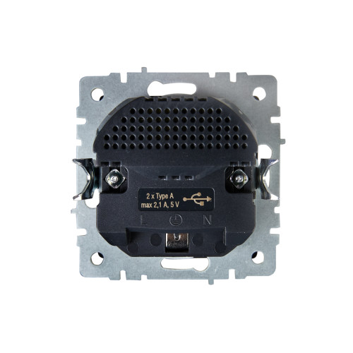 BRITE Розетка 1-местная с заземлением с защитными шторками 16А с USB A+A 5В 2,1А РЮш10-1-БрА алюминий IEK BRITE Розетка 1-местная с заземлением с защитными шторками 16А с USB A+A 5В 2,1А РЮш10-1-БрА алюминий IEK