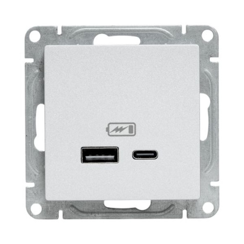 Механизм розетки USB-A+С, алюм. Эпика EKF Механизм розетки USB-A+С, алюм. Эпика EKF