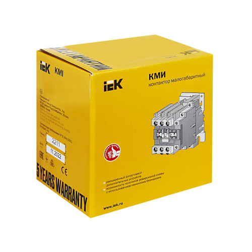 Контактор КМИ-49512 95А 400В/АС3 1NO;1NC IEK Контактор КМИ-49512 95А 400В/АС3 1NO;1NC IEK