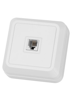 Розетка TФ (RJ-11) открытой установки IP20, белая 