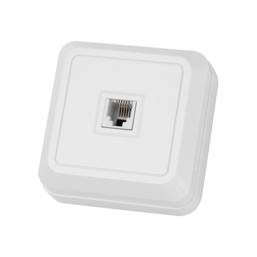 Розетка TФ (RJ-11) открытой установки IP20, белая 