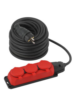 Удлинитель силовой UK-3e-3x1.5-30m-IP44(KG) с заземлением 3 розетки каучук 30м КГ 3х1.5кв.мм IP44 Эра Б0057582
