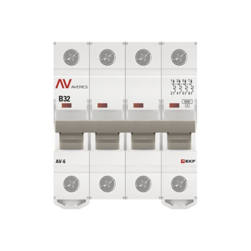 Авт. выкл. AV-6 4P 32A (B) 6kA EKF AVERES Авт. выкл. AV-6 4P 32A (B) 6kA EKF AVERES
