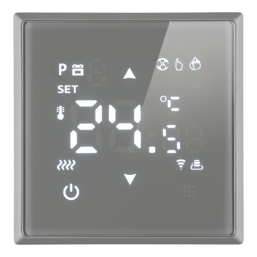 Терморегулятор Wi-Fi (механизм), STEKKER, 250В, 3500Вт, серия Эмили, RSW00-5119-10, платиново-серый, soft touch