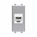 Телефонная розетка RJ-12 без шторки модульная, Avanti, закаленная сталь, 1 модуль