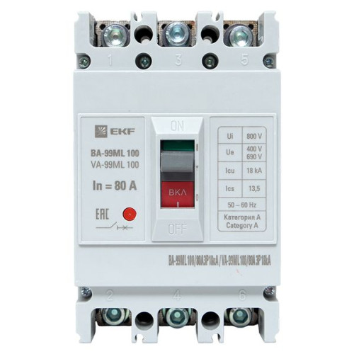ВА-99МL 100/80А 3P 18кА EKF Basic ВА-99МL 100/80А 3P 18кА EKF Basic