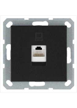 Розетка компьютерная 1-м RJ45 IP20 кат. 5E механизм антрацит Jasmart G6105B