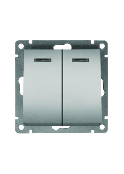 Выключатель 2-кл. СП Афина 10А IP20 с подсветкой механизм серебр. Universal A0123-S