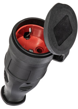 Розетка 16А IP44 прямая с заземл. каучук черн. КОСМОС RKsm-Z-IP(B)16A