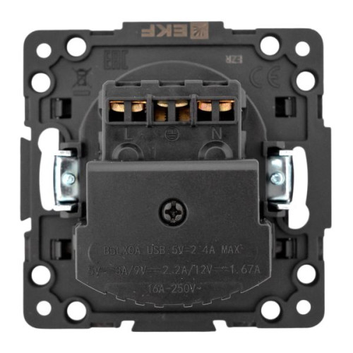Стокгольм Механизм Розетки 1-местной с/з, USB A+C 16А винтовые клеммы черный с защ. штор. EKF Стокгольм Механизм Розетки 1-местной с/з, USB A+C 16А винтовые клеммы черный с защ. штор. EKF