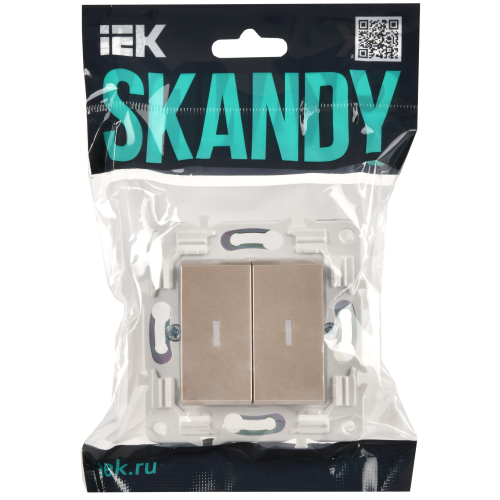 SKANDY Выключатель 2-клавишный с индикацией 10А SK-V09Sa песочный IEK SKANDY Выключатель 2-клавишный с индикацией 10А SK-V09Sa песочный IEK