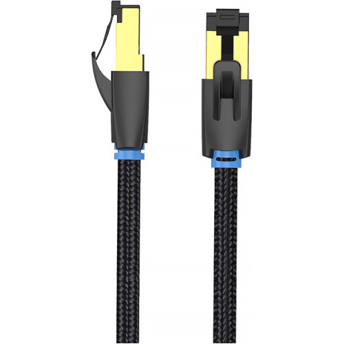 Патч-корд Vention прямой SFTP cat.8 RJ45 - 1м. Черный Тканевая оплетка