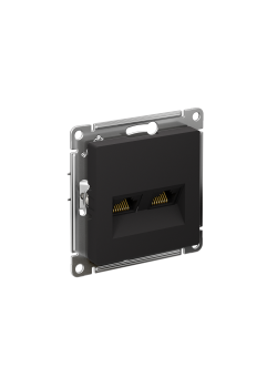ATLASDESIGN РОЗЕТКА двойная компьютерная RJ45+RJ45 кат. 5e, механизм, КАРБОН