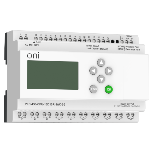 ПЛК 430 Модуль ЦПУ 16 DI 10 RO 220В AC с Ethernet портом с экраном ONI