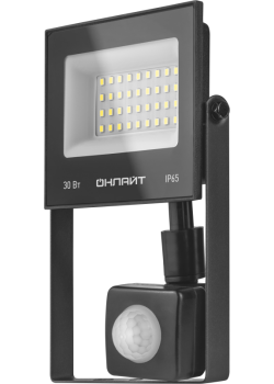 Прожектор светодиодный 90 686 OFL-02-30-6.5K-BL-IP65-LED 30Вт 6500К IP65 2400лм с датчиком движения черн. ОНЛАЙТ 90686