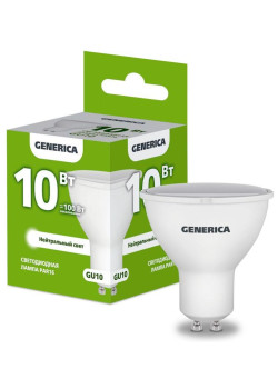 Лампа светодиодная PAR16 10Вт софит 4000К GU10 230В GENERICA LL-PAR16-10-230-40-GU10-G