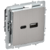BRITE Розетка USB A+C 18Вт РЮ11-1-БрГН металл хром/никель IEK BRITE Розетка USB A+C 18Вт РЮ11-1-БрГН металл хром/никель IEK