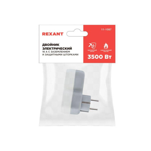 Разветвитель 2-м с заземл. 16А IP20 защ. шторки бел. Rexant 11-1087 Разветвитель 2-м с заземл. 16А IP20 защ. шторки бел. Rexant 11-1087