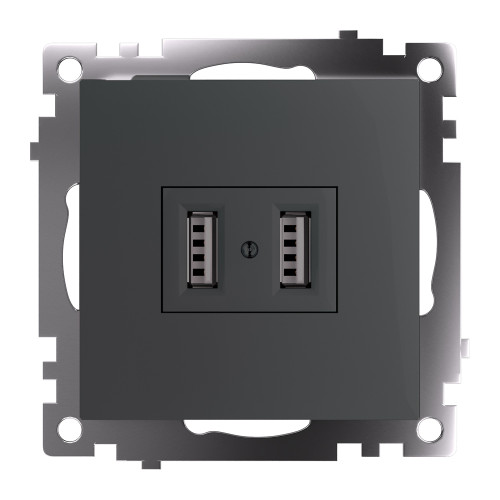 Розетка 2-местная USB (механизм), 250В, 2,1А, серия Катрин, графит, GLS10-7115-06 Розетка 2-местная USB (механизм), 250В, 2,1А, серия Катрин, графит, GLS10-7115-06