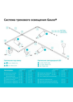 Коннектор Track однофазный для трековых шинопроводов (T) бел. GAUSS TR110