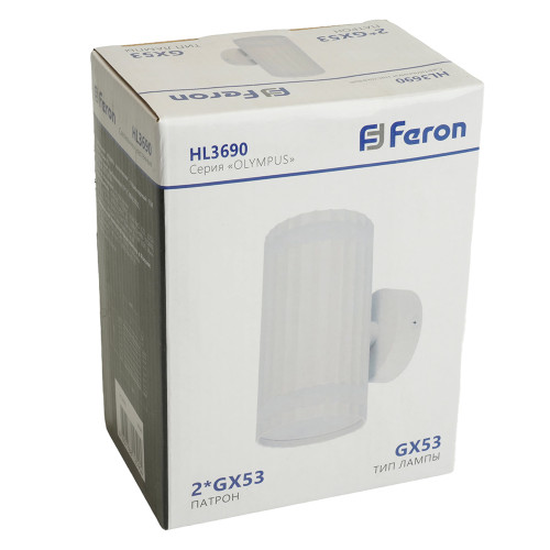 Светильник настенный Feron HL3690 OLYMPUS 12W, 230V, 2*GX53, белый IP20 Светильник настенный Feron HL3690 OLYMPUS 12W, 230V, 2*GX53, белый IP20