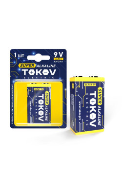 Элемент питания алкалиновый 6LR61 крона (блистер 1шт) TOKOV ELECTRIC TKE-ALS-6LR61/B1
