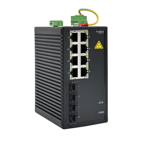 Управляемый промышленный коммутатор Ethernet L2, 8x10/100/1000BaseT, 4x100/1000BaseX SFP