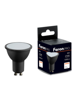 Лампа светодиодная Feron.PRO LB-1608 GU10 8W 175-265V 2700K в черном корпусе