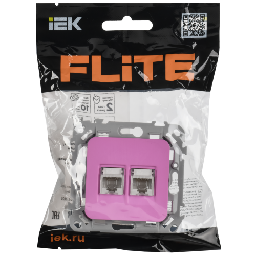 FLITE Розетка 2-местная компьютерная RJ45 категория 5Е UTP РК5е-2-0-ФлПр пурпурный IEK