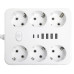 Удлинитель 6-местный c/з 3x1 мм2, 1,8 м, 250В, 10А, 4USB+2Type-C 2,4А, серия Home plus, белый STEKKER HM09-66-02