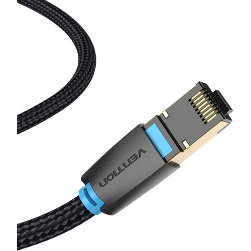 Патч-корд Vention прямой SFTP cat.8 RJ45 - 8м. Черный Тканевая оплетка