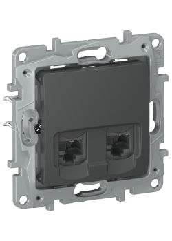 IEKETIKA Розетка компьютерная двойная RJ45 категория 5Е UTP 6712551 графит IEK