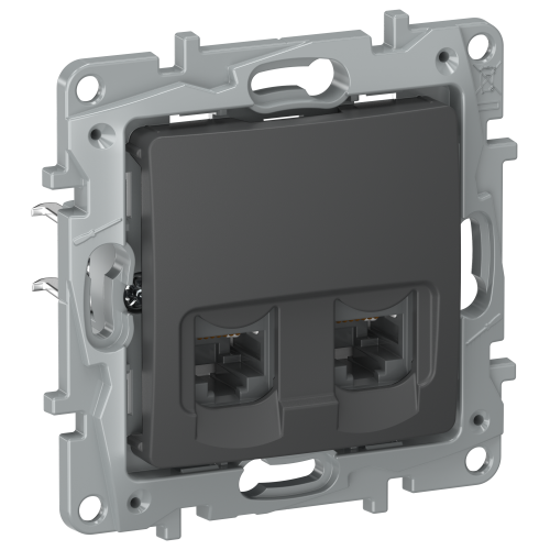 IEKETIKA Розетка компьютерная двойная RJ45 категория 5Е UTP 6712551 графит IEK