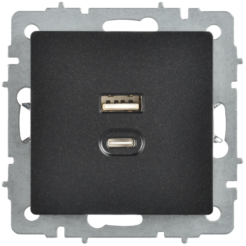 BRITE Розетка USB A+C 45Вт высокоскоростная зарядка РЮ11-2-БрЧ черный IEK BRITE Розетка USB A+C 45Вт высокоскоростная зарядка РЮ11-2-БрЧ черный IEK