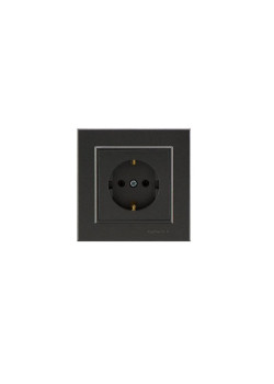 Розетка 1-м СП Karea 16А IP20 с/з дым. металлик Makel 56050028