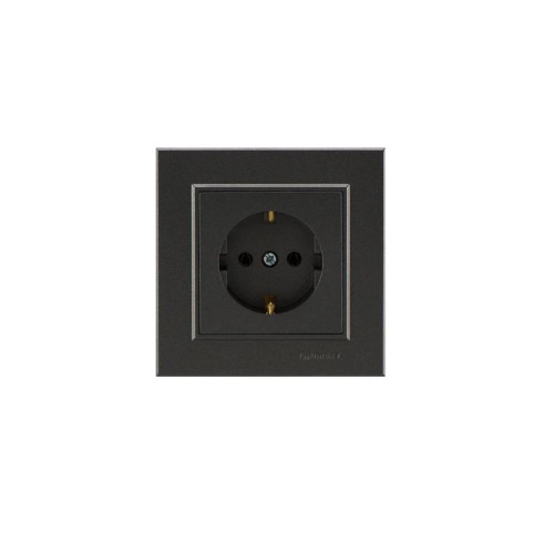 Розетка 1-м СП Karea 16А IP20 с/з дым. металлик Makel 56050028