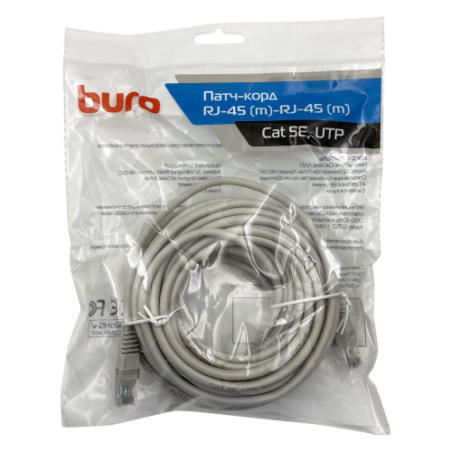 Патч-корд Buro UTP-5E-10M-G UTP 4 пары cat.5E CCA molded 10м серый RJ-45 (m)-RJ-45 (m) Патч-корд Buro UTP-5E-10M-G UTP 4 пары cat.5E CCA molded 10м серый RJ-45 (m)-RJ-45 (m)