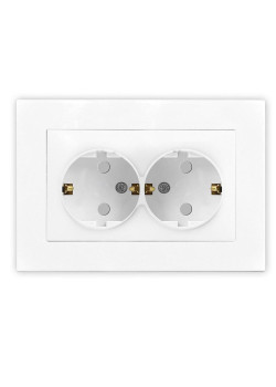 Розетка 2-м СП Афина 16А IP20 с заземл. защ. шторки в сборе бел. Universal A0050