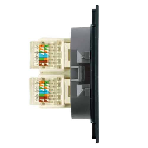 Розетка компьютерная 2-местная RJ-45 (механизм), STEKKER, серия Мия, RST00-3111-05, черный бархат Розетка компьютерная 2-местная RJ-45 (механизм), STEKKER, серия Мия, RST00-3111-05, черный бархат